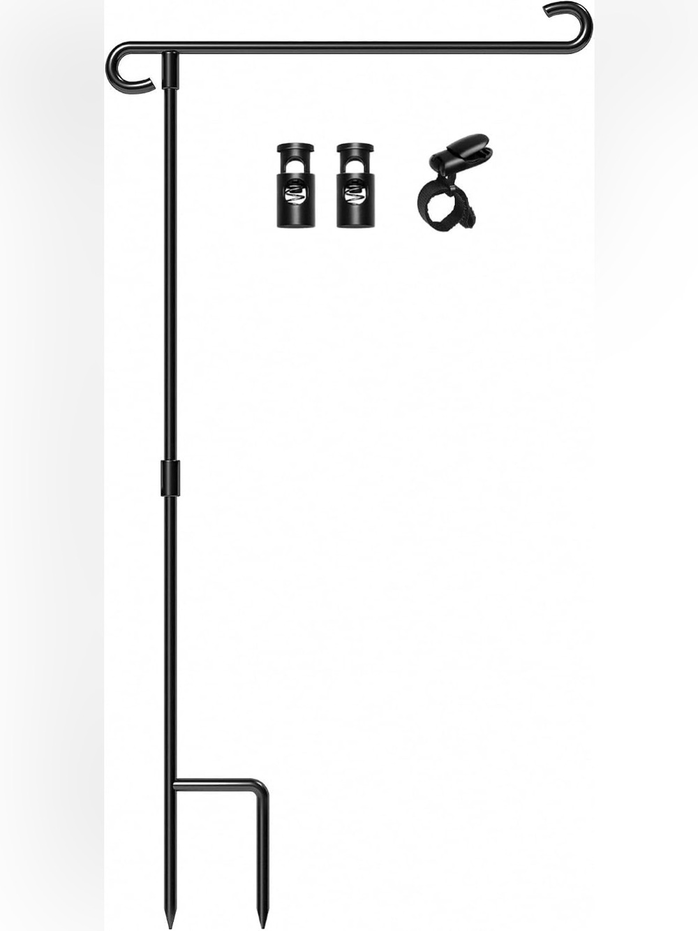 Universal Black Flag Mount with Adjustable Pole and Cable Clips
